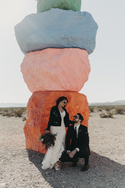 Chantal + Jacob's wedding at 7 Magic Mountains, Las Vegas.