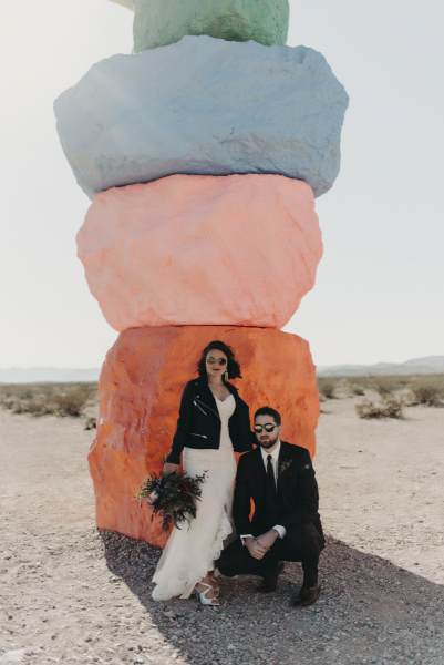 Chantal + Jacob's wedding at 7 Magic Mountains, Las Vegas.
