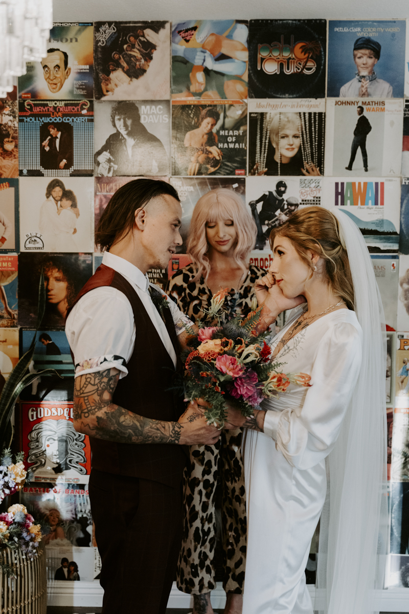 alternative bride and groom exchange vows